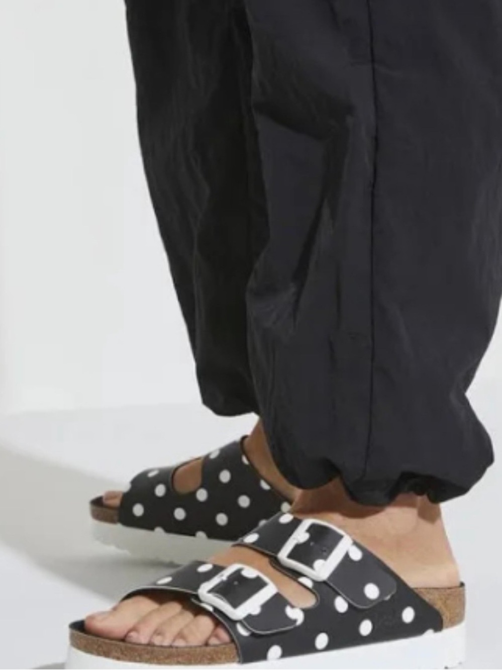 Birkenstock Arizona Papillio Platform sandals black  white polka dot design - Picture 3 of 8